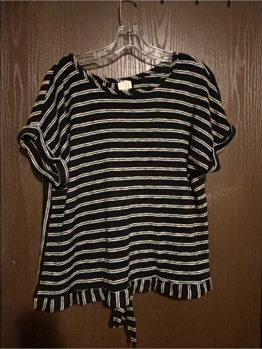 Striped Black & White Tie-Hem Top